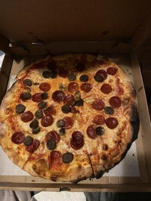 Pepperoni and sausage Cheese Pizza