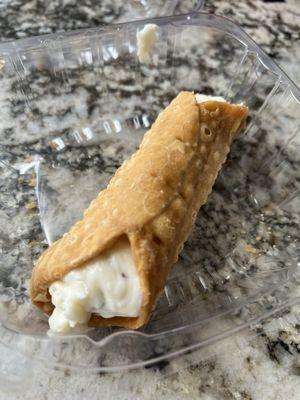 Cannoli. Delicious filling, unfortunately soggy, inedible shell.