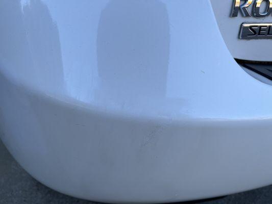 Rear bumper, left, I tried to touch up scratch