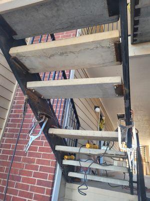 Replacing concrete stair treads, building pipe rack stands