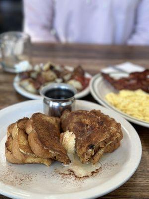 Lu's Breakfast (French toast + 2 eggs, 3 slices of bacon)