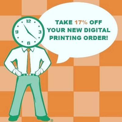 Take 17% off your new digital printing order!