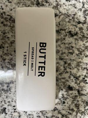 Cooked wording on an expensive butter dish