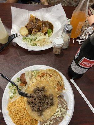 Taco plate and barbacoa tacos