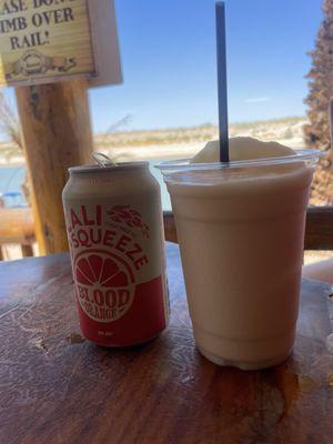 Blood orange beer and a piña colada