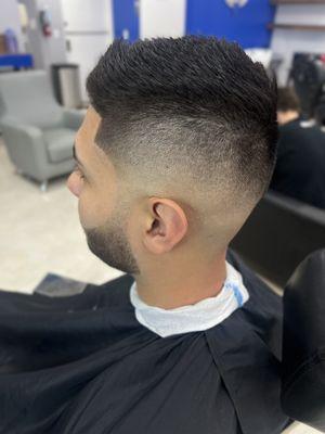 Mid skin fade with beard