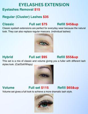 Eyelash extension prices