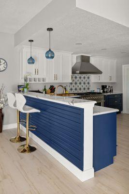 blue and white kitchen