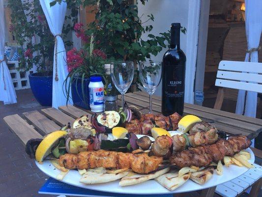 Meraki Souvlaki Platter.   Perfect to share with a bottle of wine between friends.