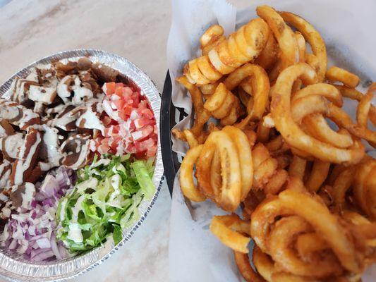 Lamb gyro with lettuce no rice and side of fries