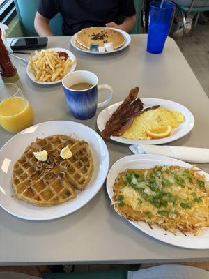 Pecan Waffle and loaded Hashbrowns