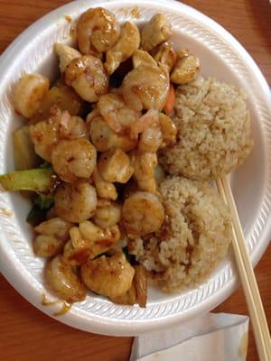 Teriyaki chicken and shrimp.