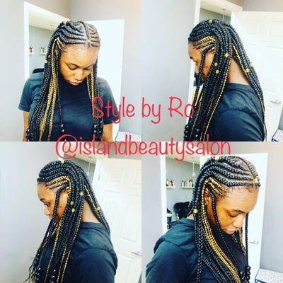 Cornrows with individuals box braids in back