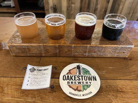 Beer flight with Geographical Oddity, Crazy Ivan, Yukon Cornelius and Stokstad