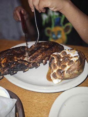 Ribs - loaded sweet potato