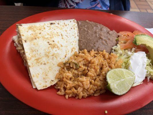 Chicken quesadilla plate