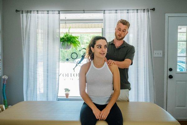 Neck pain can often be helped with shoulder massage