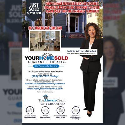 JUST SOLD 3611 Dimond Ave, Oakland   Your Home SOLD GUARANTEED or I'll Buy It!* Call us at (925) 216-7720 *Some conditions apply