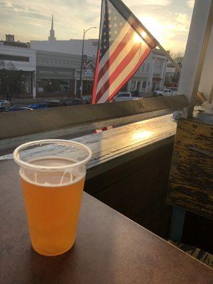 Beer after work at sunset