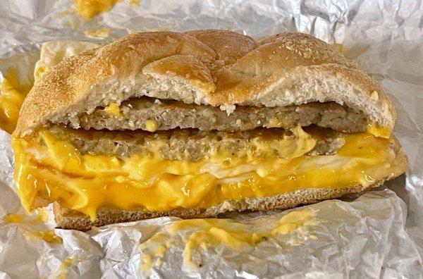 Sausage Egg and Cheese on Kaiser Roll