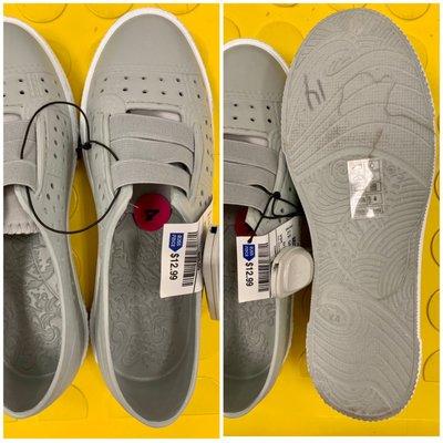 Grey Slip-Ons (mismatched Ross price tag & #; $12.99 vs. 14)