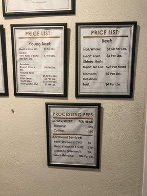 Prices on the wall