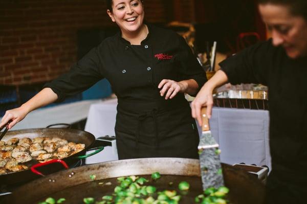 Adriana cooking our paella rustica