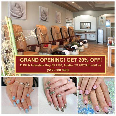 Grand Opening at DK Nails! Find us at 11139 N Interstate Hwy 35 #160, Austin, TX 78753 to visit us. Make an appointment at (512) 300 0965