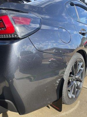 No bubbles, runs, or alignment issues. They used authentic Subaru paint so it matches great with the rest of the car.