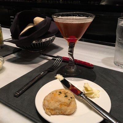 Manhattan and a cheese biscuit