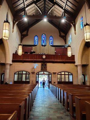 The back of the church. The singers were up in the second floor - with the organ