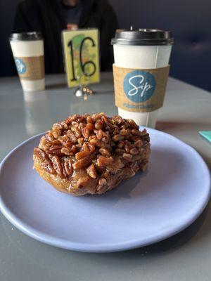 Pecan roll and americano