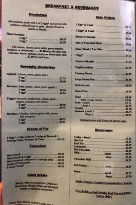 Menu. Prices have gone up. Need to print new menus.