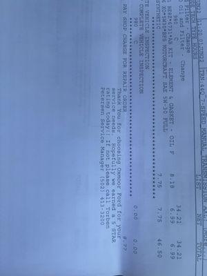 Chip clip seatbelt recall repair and receipt of prior oil change.