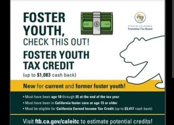 FOSTER YOUTH TAX CREDIT available for State of California.