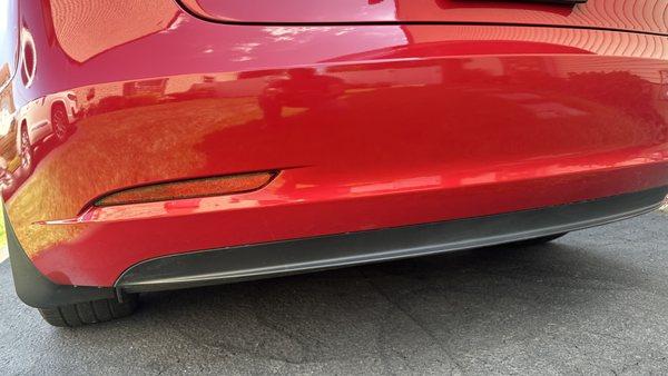 Photo of the repaired Tesla model 3 Bumper @ Johny's Auto Body, PA