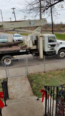 boom truck with "part of tree" on it