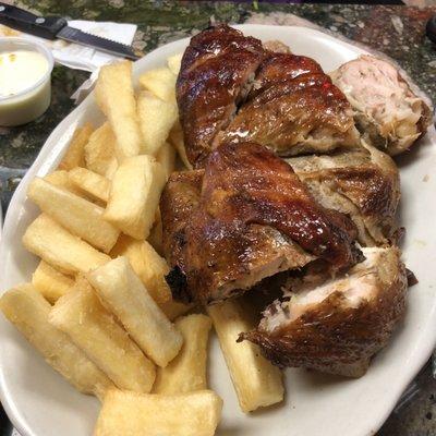 Half Chicken with Yuca Fries.