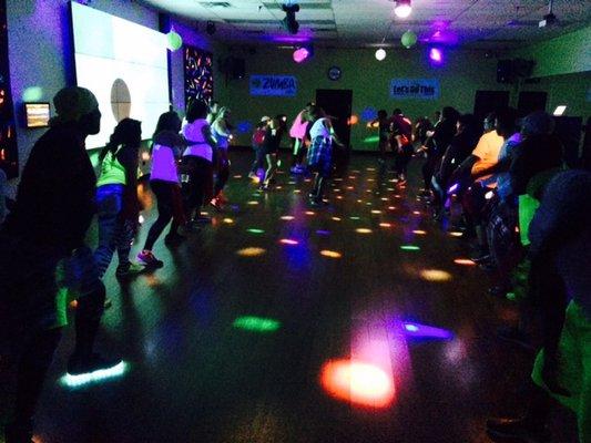 Saturday, October 14, 2017, Let's Do This Fitness Glow Party!  Erica is splitting the room.