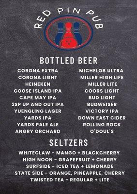 Large selection of beers on tap and bottled, along with wide choice of Seltzers to enjoy.