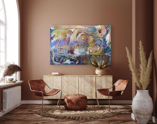 "Pompei", an original narrative abstract on canvas 50% off right now!