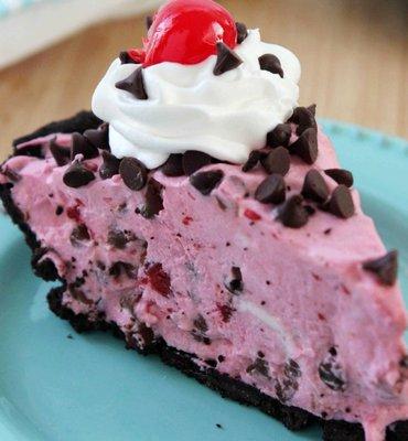 Our specialty pie for upcoming Valentines day/week. Cherry Chocolate Chip pie