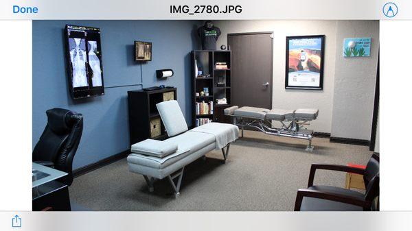 This is our main Adjusting room with a 42" monitor to view your X-rays.