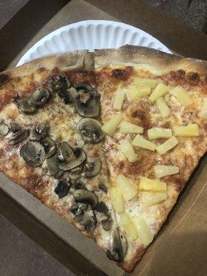 Pineapple and mushroom pizza