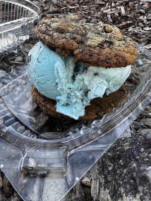 Cookie Monster ice cream with cookie n cream cookies