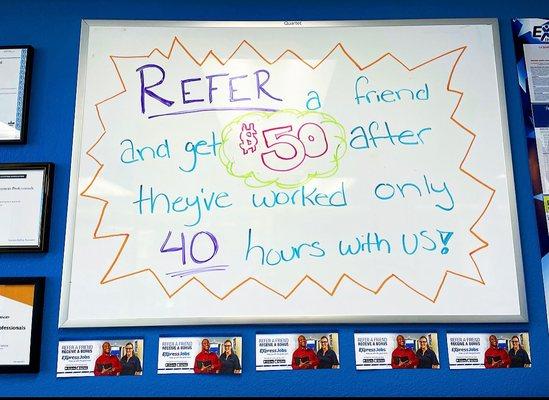 We FINALLY got our referral board up! We thought why not help those who help us?