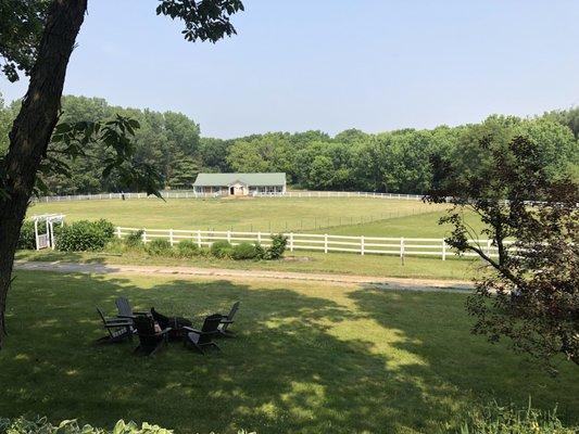 View of farm stables/barn