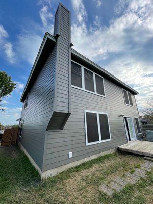 New siding, back of house.