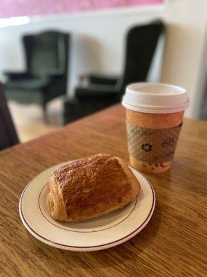 Pain au chocolat and Hot Chocolate