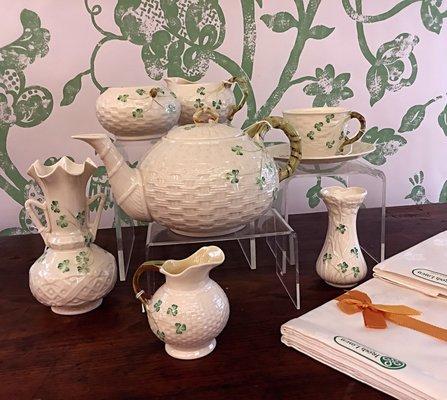 An assortment of vintage Irish Belleek porcelain